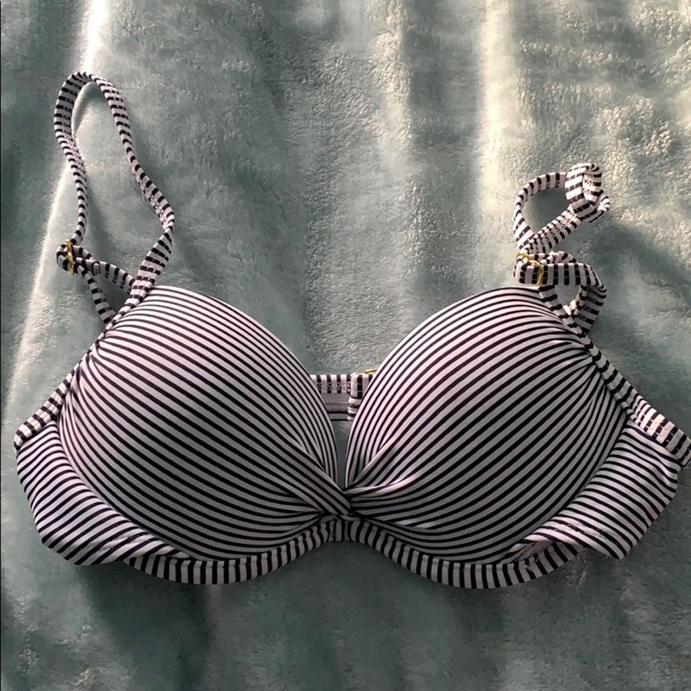 Black and White Striped Bikini top